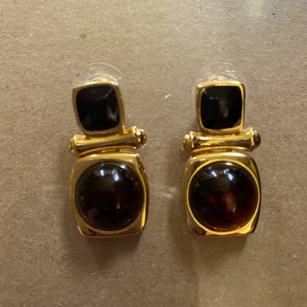 EUC Joan Rivers dangle gold door knocker earrings.